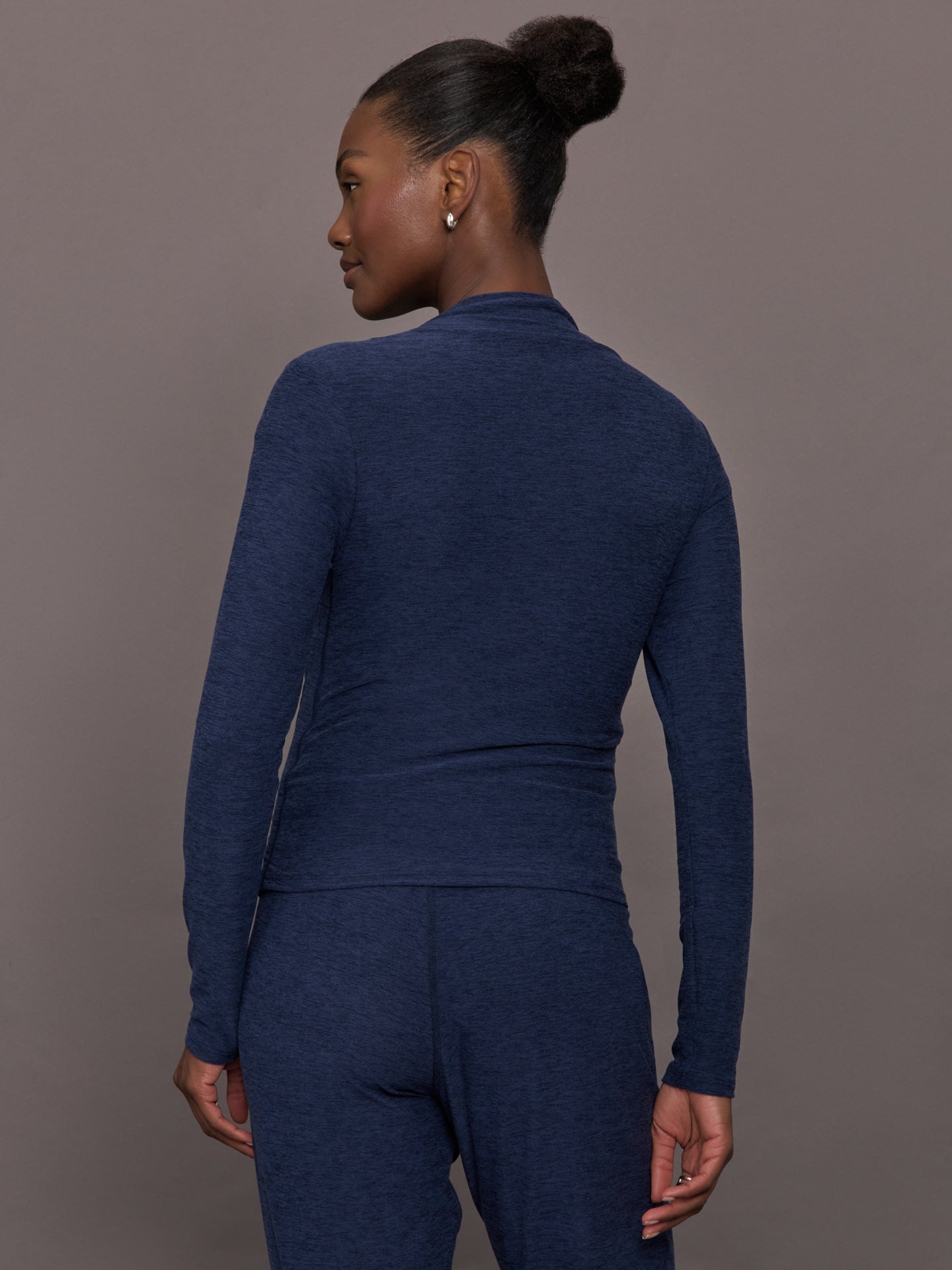 Carbon38 | Mock Neck Long Sleeve in Soft Luxe - Heather Navy Blazer