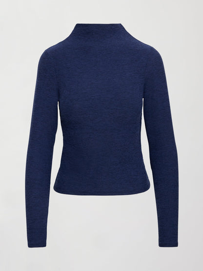 Carbon38 | Mock Neck Long Sleeve in Soft Luxe - Heather Navy Blazer