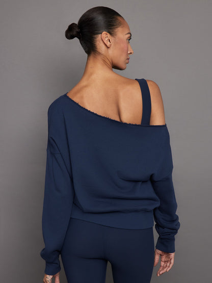 Carbon38 | Off Shoulder Sweatshirt in French Terry - Navy Blazer