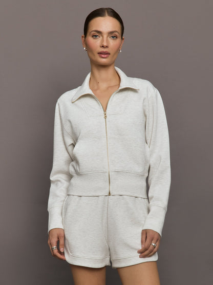 Carbon38 | Full Zip Jacket in Interlock - Moonbeam Heather