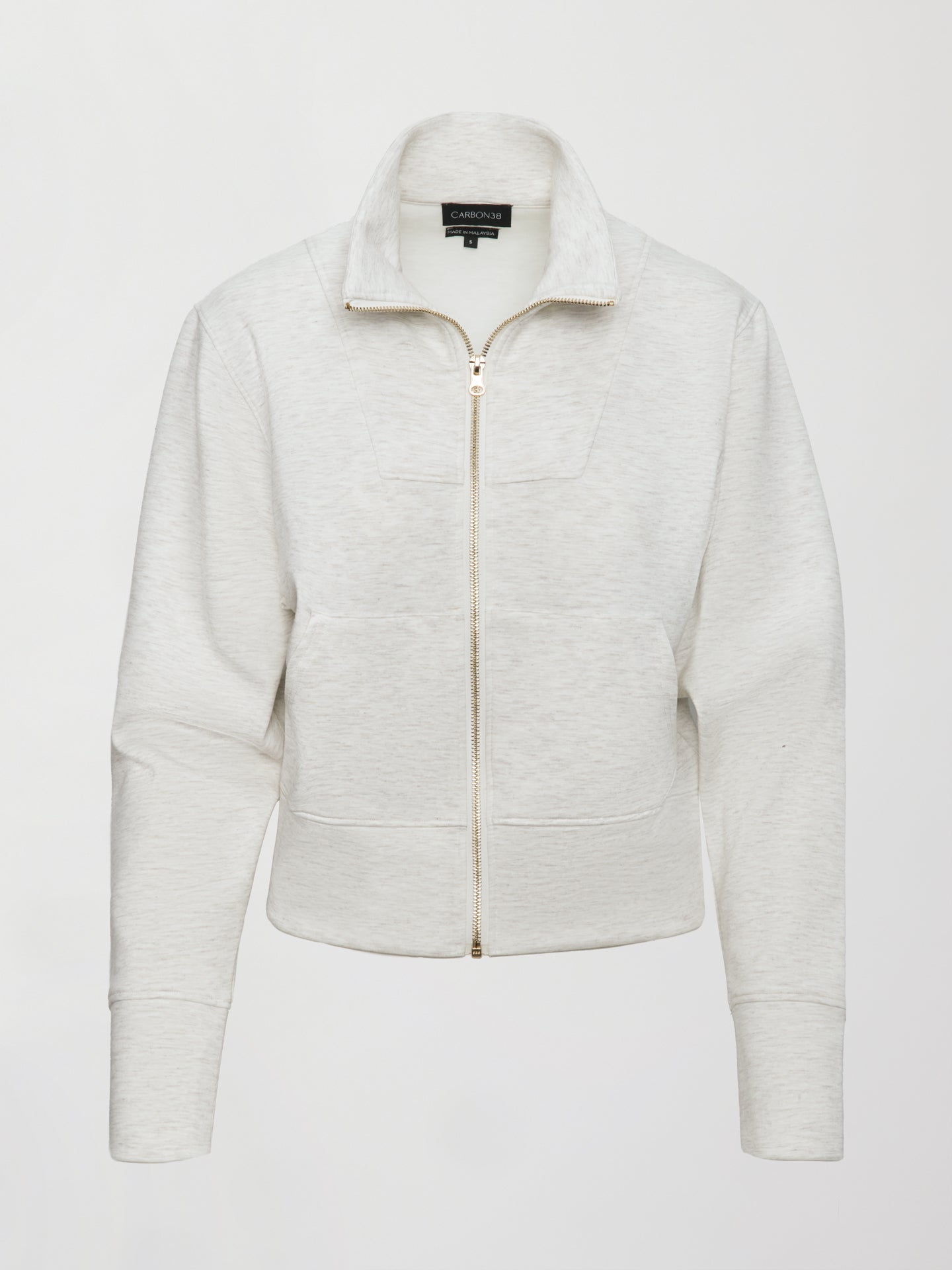 Carbon38 | Full Zip Jacket in Interlock - Moonbeam Heather