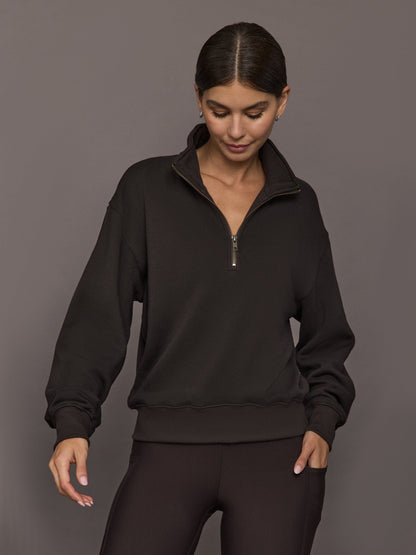 Carbon38 | Half Zip Sweatshirt in French Terry - Chocolate Torte