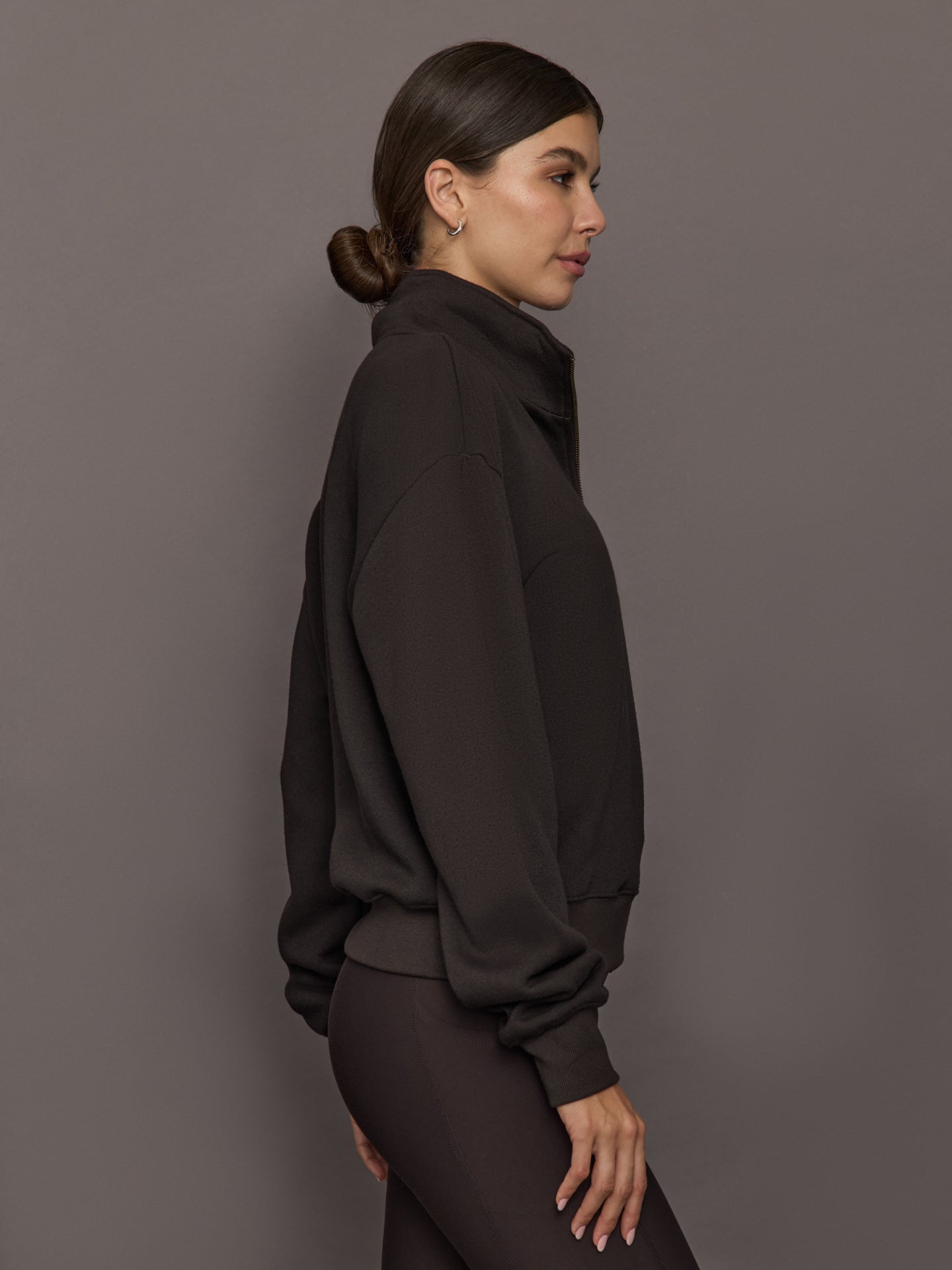 Carbon38 | Half Zip Sweatshirt in French Terry - Chocolate Torte