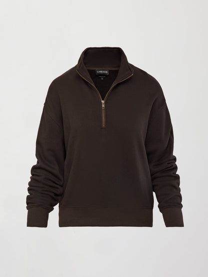 Carbon38 | Half Zip Sweatshirt in French Terry - Chocolate Torte