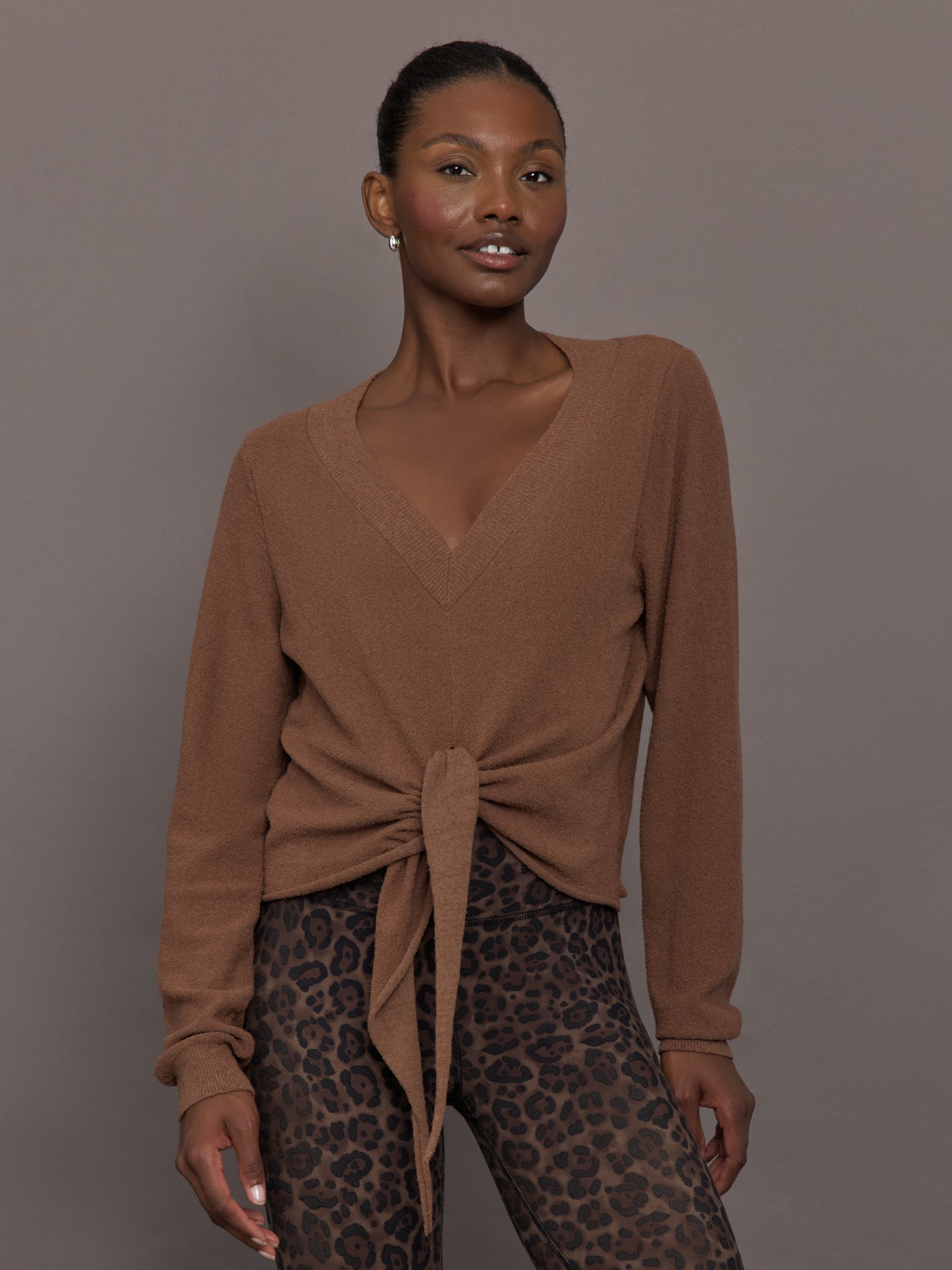 Carbon38 | Knot Front Sweater - Cocoa