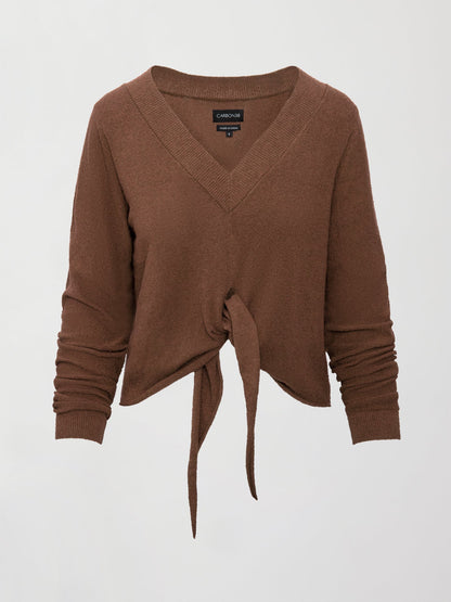 Carbon38 | Knot Front Sweater - Cocoa