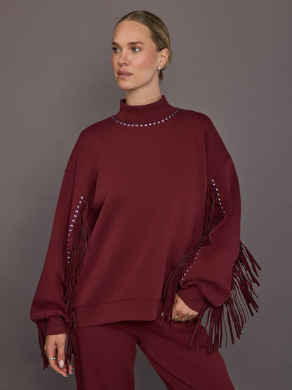 Carbon38 | Fenzy Crew Neck Sweater - Vino Rosso