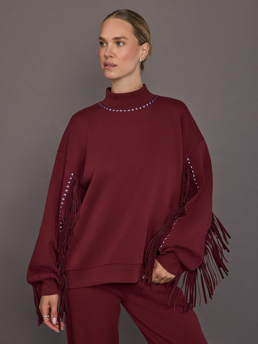 Carbon38 | Fenzy Crew Neck Sweater - Vino Rosso