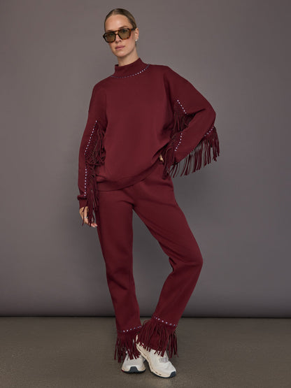 Carbon38 | Fenzy Crew Neck Sweater - Vino Rosso