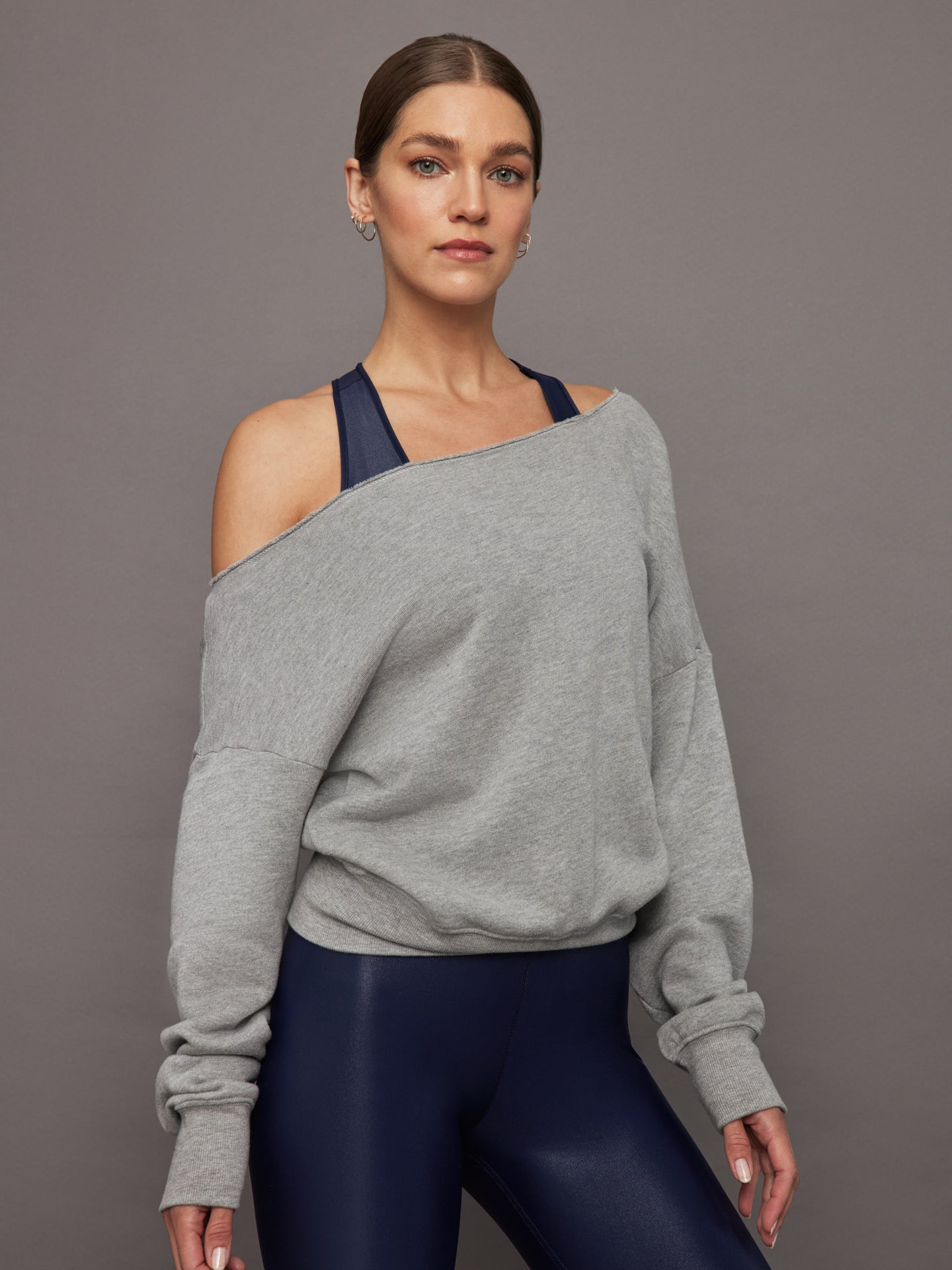 Carbon38 | Off Shoulder Sweatshirt in French Terry - Heather Grey