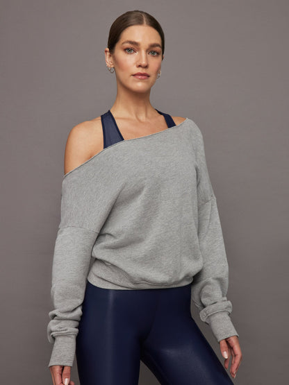 Carbon38 | Off Shoulder Sweatshirt in French Terry - Heather Grey
