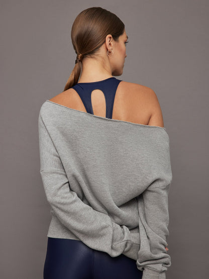 Carbon38 | Off Shoulder Sweatshirt in French Terry - Heather Grey