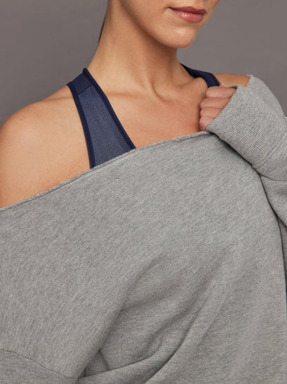 Carbon38 | Off Shoulder Sweatshirt in French Terry - Heather Grey