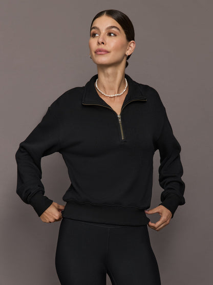 Carbon38 | Half Zip Sweatshirt in French Terry - Black