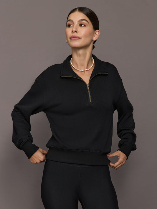 Carbon38 | Half Zip Sweatshirt in French Terry - Black