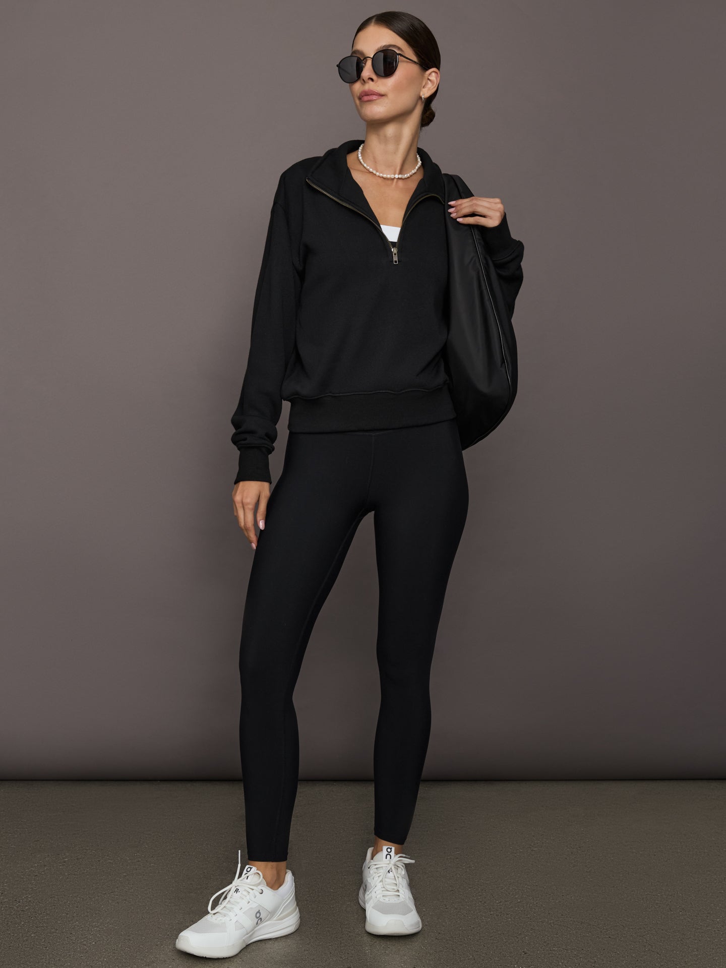 Carbon38 | Half Zip Sweatshirt in French Terry - Black