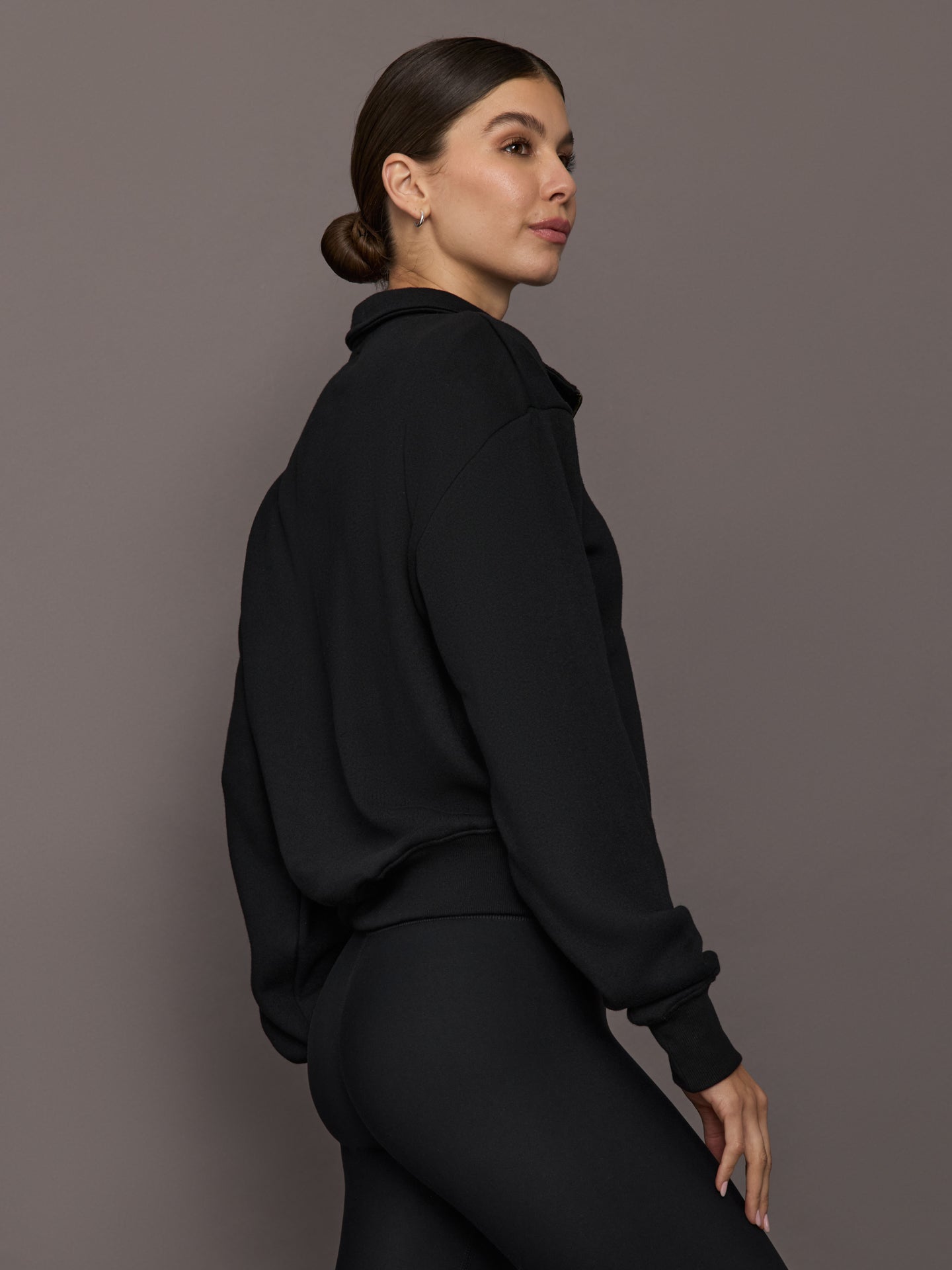 Carbon38 | Half Zip Sweatshirt in French Terry - Black