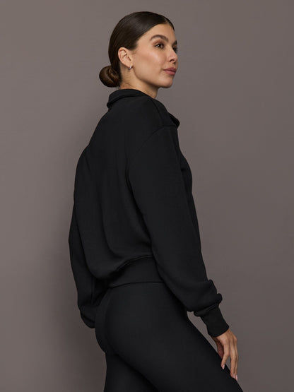 Carbon38 | Half Zip Sweatshirt in French Terry - Black