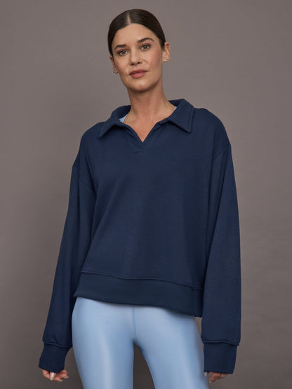Carbon38 | Johnny Collar Sweatshirt in French Terry - Navy Blazer