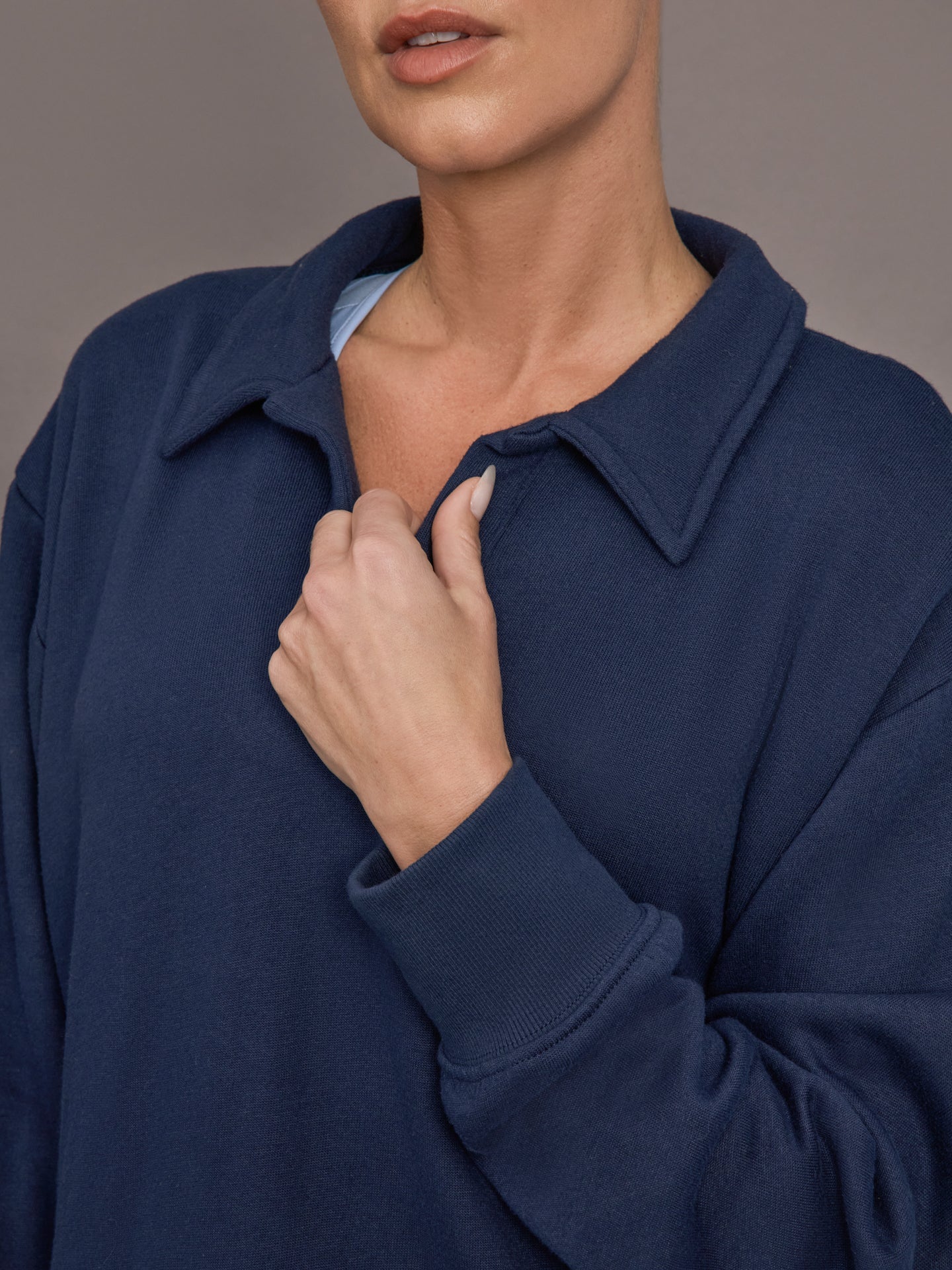 Carbon38 | Johnny Collar Sweatshirt in French Terry - Navy Blazer