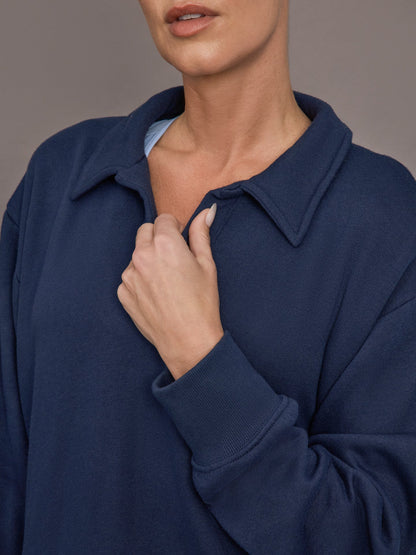 Carbon38 | Johnny Collar Sweatshirt in French Terry - Navy Blazer