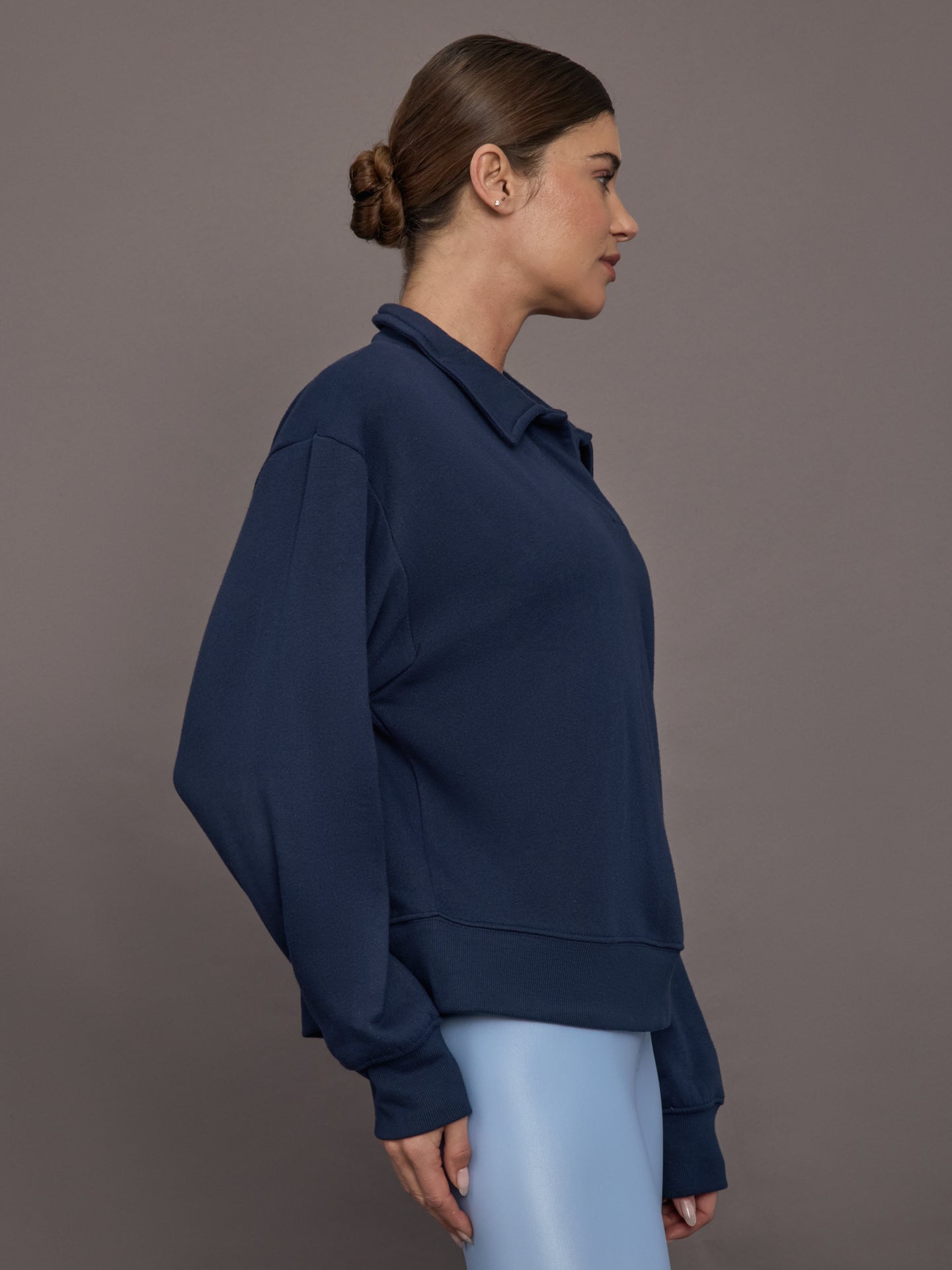 Carbon38 | Johnny Collar Sweatshirt in French Terry - Navy Blazer