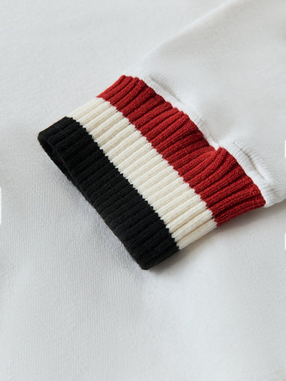 Carbon38 | Banded Sweatshirt in French Terry - White with Black/White/Red