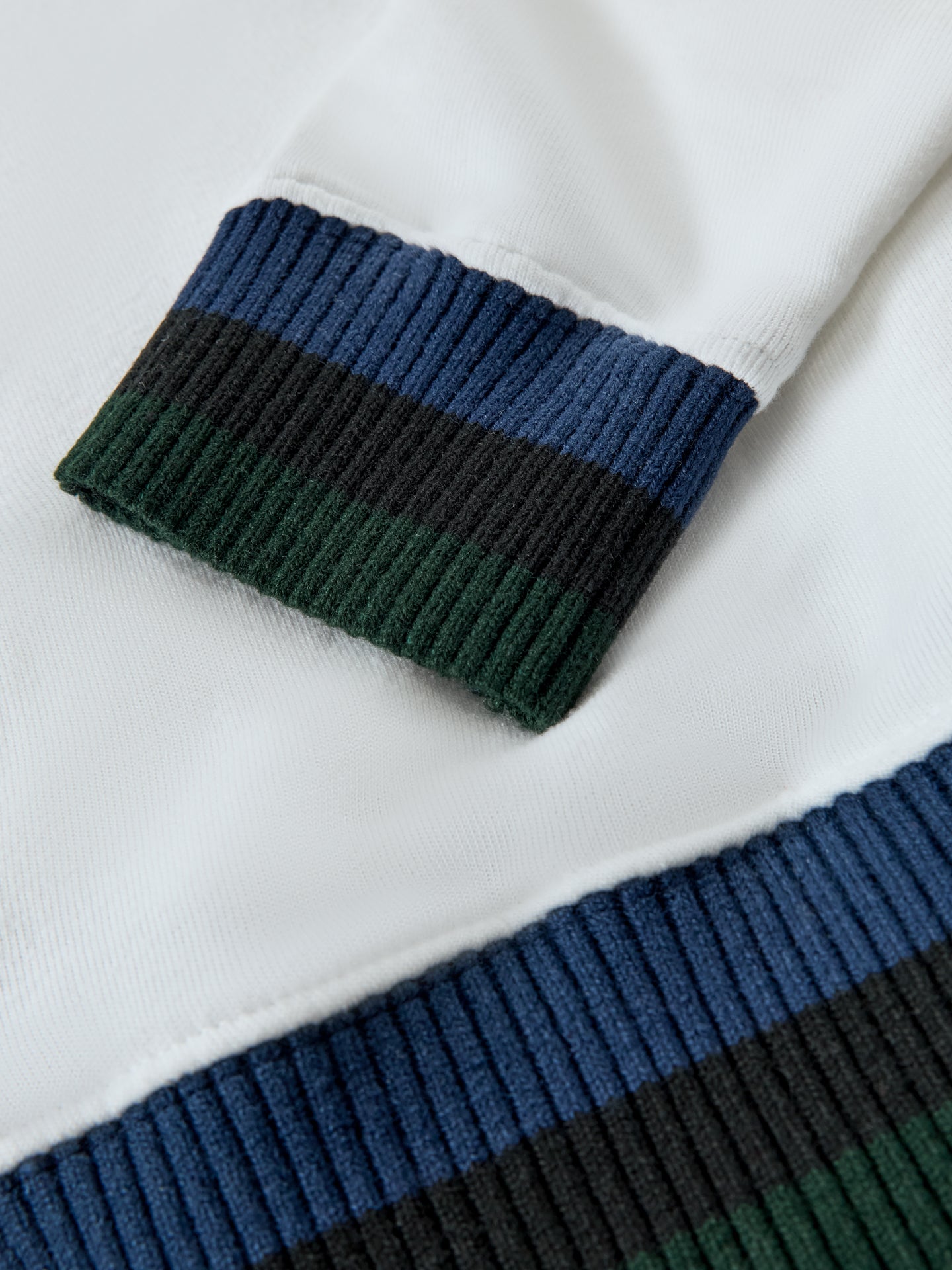 Carbon38 | Banded Sweatshirt in French Terry - White with Navy/Black/Forest