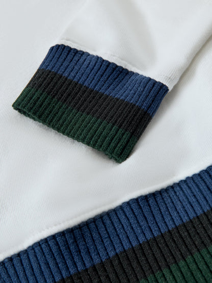 Carbon38 | Banded Sweatshirt in French Terry - White with Navy/Black/Forest