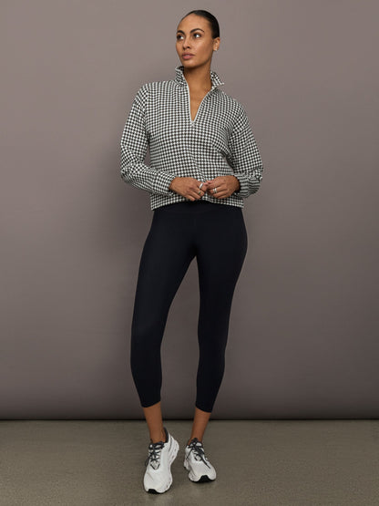 Carbon38 | Houndstooth Half Zip - Ivory / Faded Black