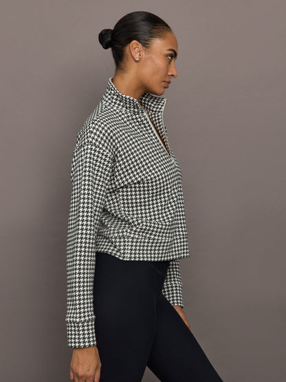 Carbon38 | Houndstooth Half Zip - Ivory / Faded Black