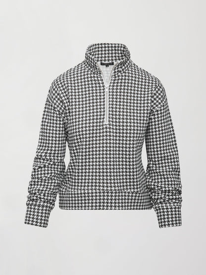 Carbon38 | Houndstooth Half Zip - Ivory / Faded Black