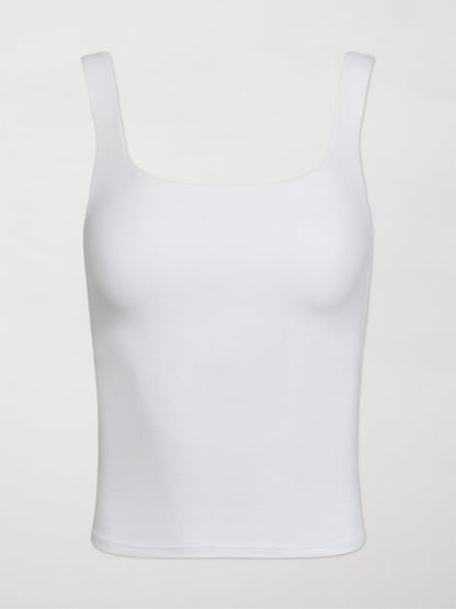 Carbon38 | Wide Scoop Bra Tank in Melt - White