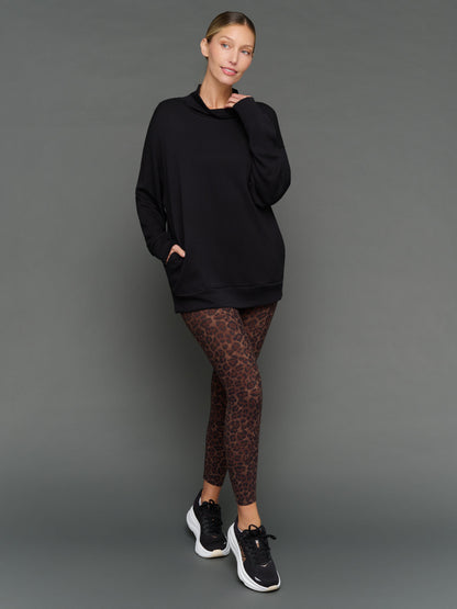 Carbon38 | Mock Neck Pullover in Interlock - Black