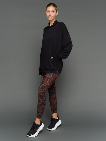 Carbon38 | Mock Neck Pullover in Interlock - Black