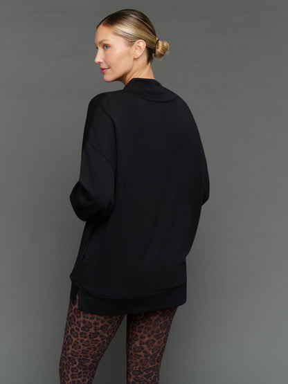 Carbon38 | Mock Neck Pullover in Interlock - Black