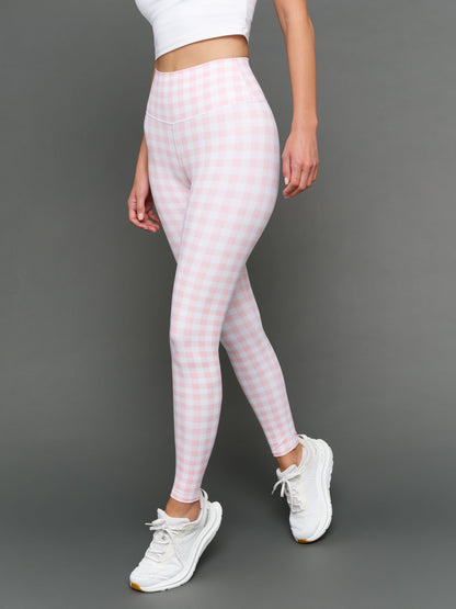 Carbon38 | Gingham High Rise Legging in Melt - Pink Gingham