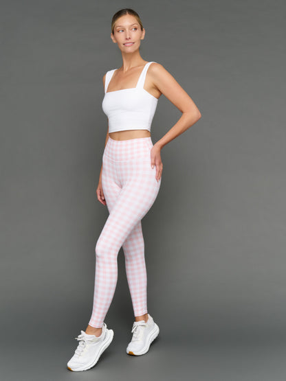 Carbon38 | Gingham High Rise Legging in Melt - Pink Gingham