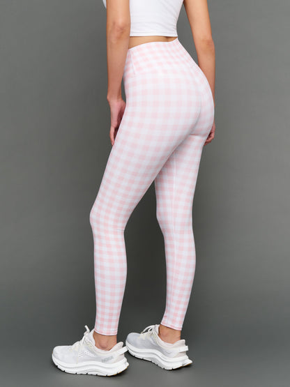 Carbon38 | Gingham High Rise Legging in Melt - Pink Gingham