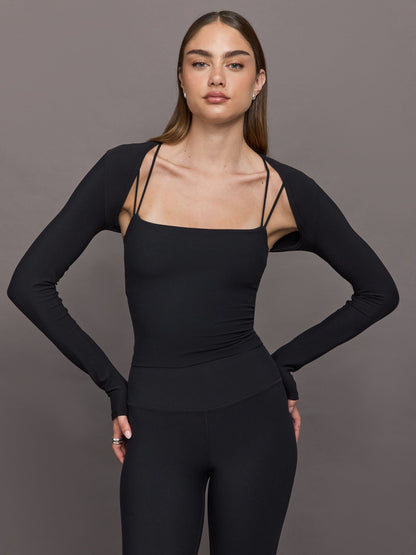Carbon38 | Long Sleeve Active Shrug in Melt - Black