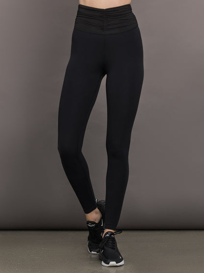 Carbon38 | Ruched Mesh Legging in Melt - Black