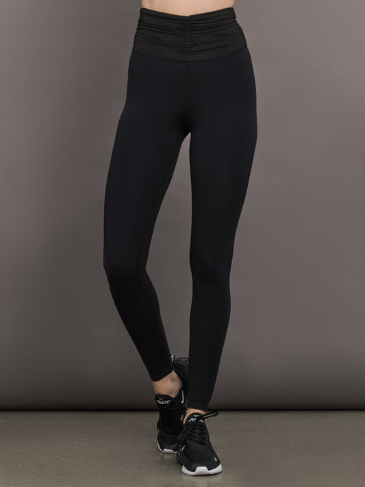 Carbon38 | Ruched Mesh Legging in Melt - Black