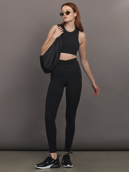Carbon38 | Ruched Mesh Legging in Melt - Black