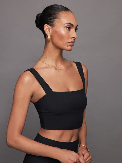 Carbon38 | Square Neck Bra Top in Melt - Black