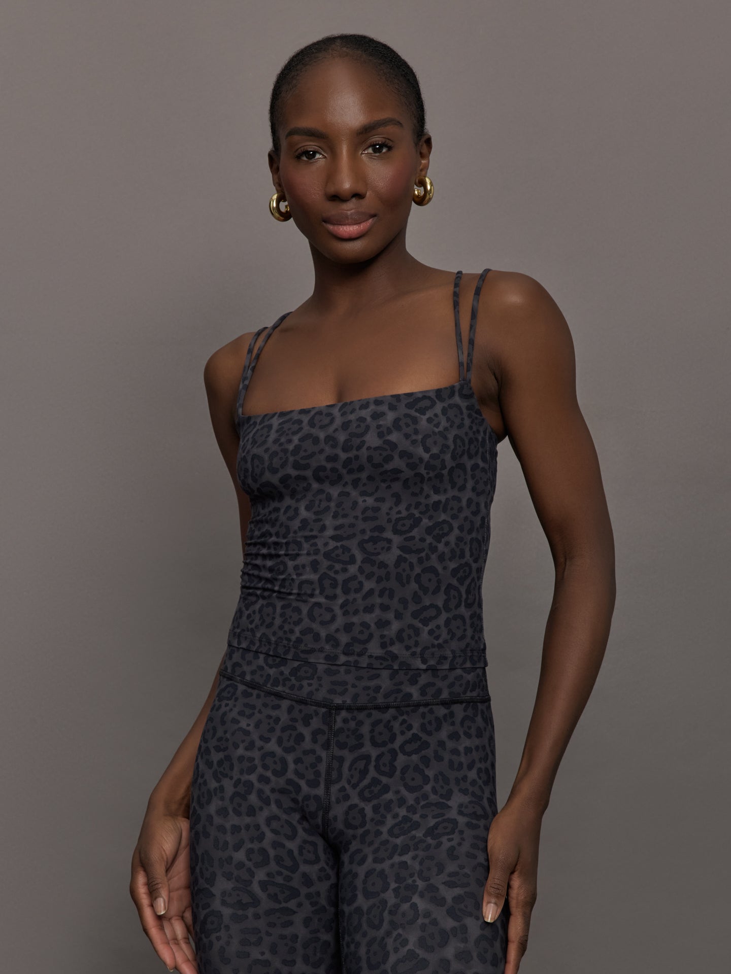 Carbon38 | Strappy Tank in Melt - Charcoal Leopard