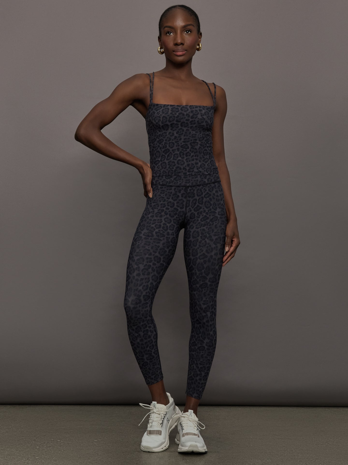 Carbon38 | Strappy Tank in Melt - Charcoal Leopard