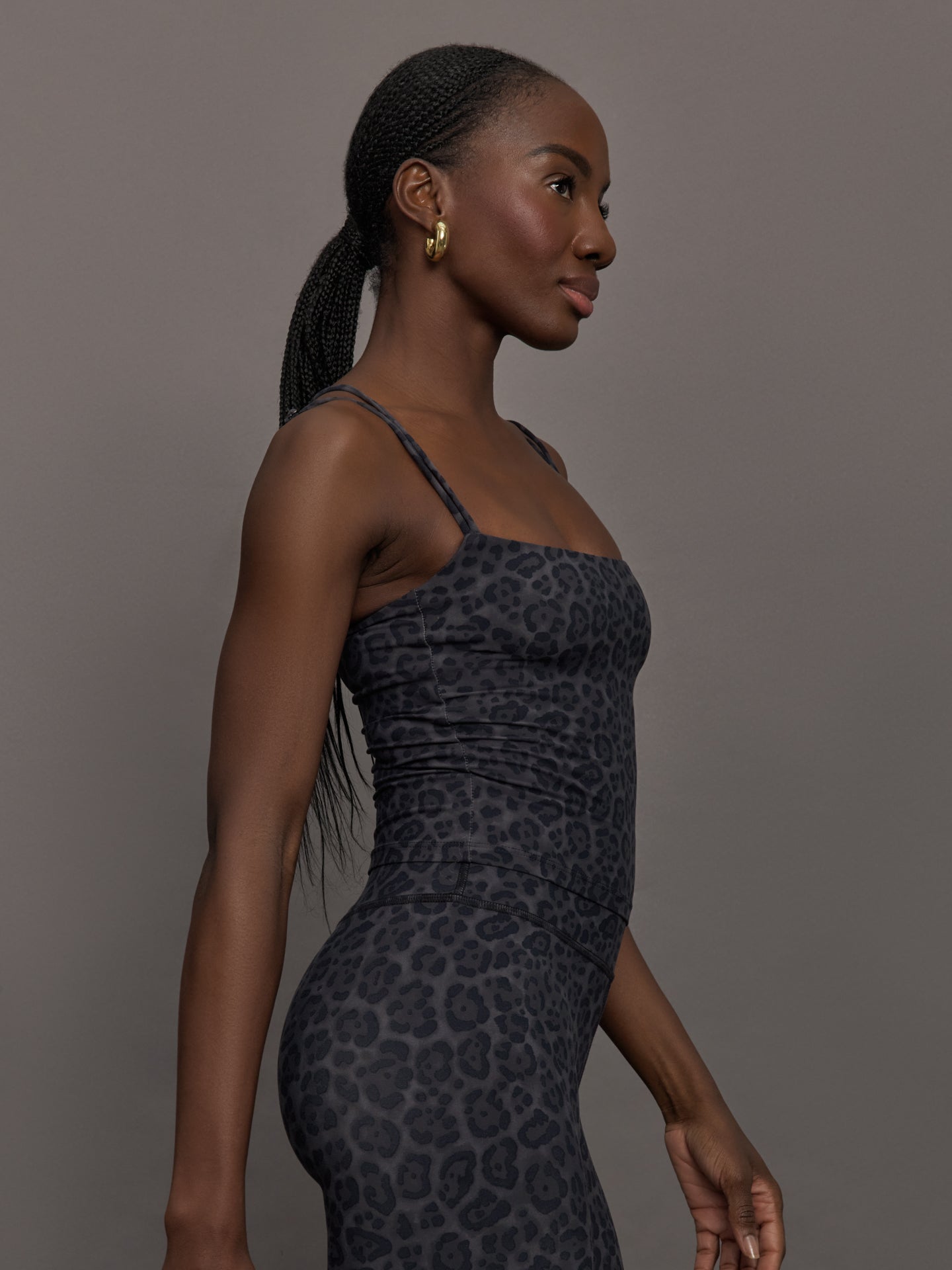 Carbon38 | Strappy Tank in Melt - Charcoal Leopard