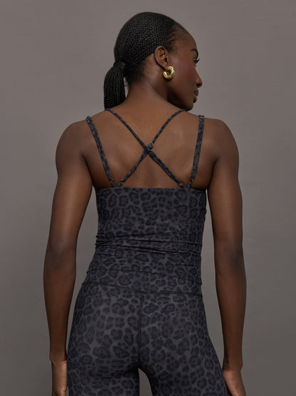 Carbon38 | Strappy Tank in Melt - Charcoal Leopard