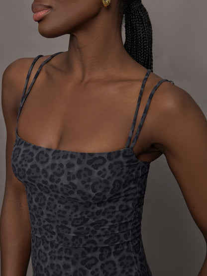 Carbon38 | Strappy Tank in Melt - Charcoal Leopard