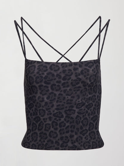 Carbon38 | Strappy Tank in Melt - Charcoal Leopard